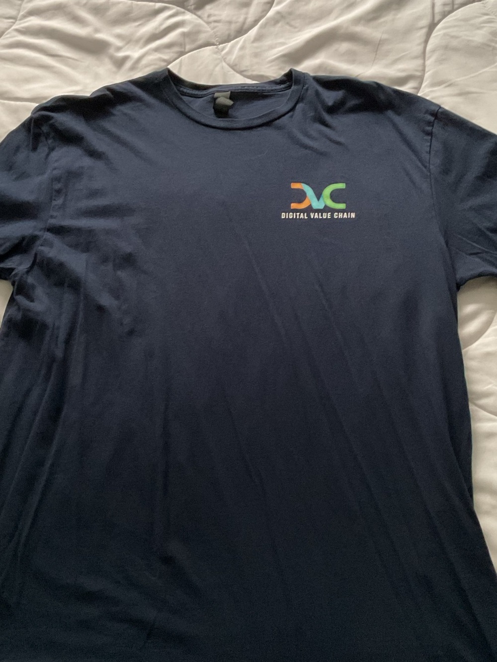 Gildan Navy Short Sleeve Tee with Multicolor Chest Logo